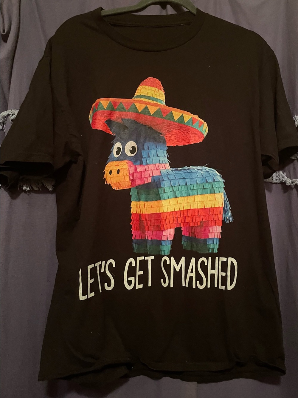 Black Tee with Colorful Piñata Graphic - "Let's Get Smashed"